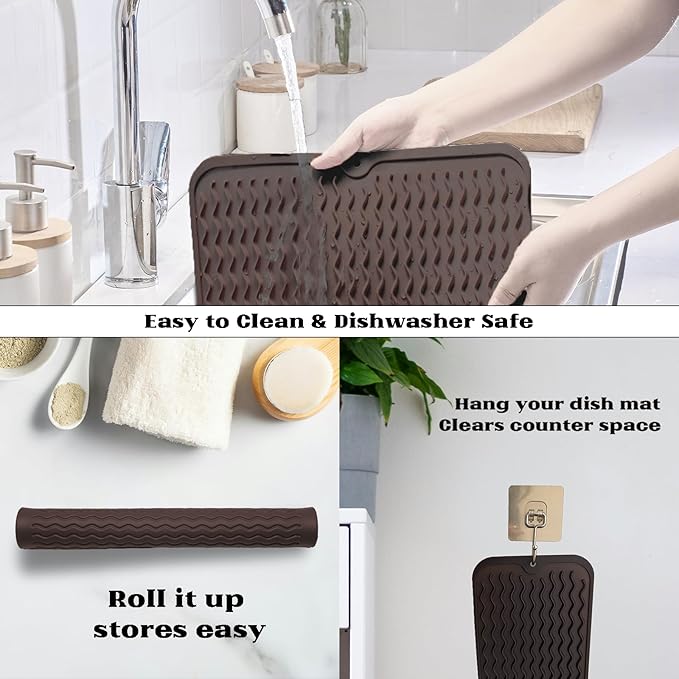 ZLR Silicone Dish Drying Mat & Heat Resistant Trivet - Image 4