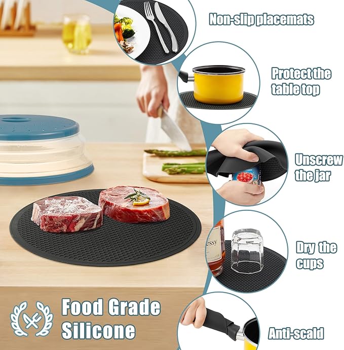 Large Microwave Splatter Cover & Silicone Mat, 12 Inchs Vented Collapsible - Image 6