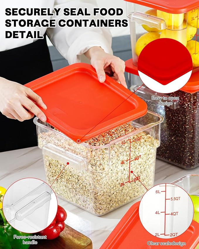8QT NSF Food Storage Containers: 8 PCS Clear Food Storage Containers - Image 7