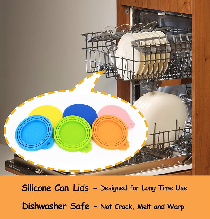 Comtim Pet Can Covers/6 Pack Silicone Dog Cat Food Can Lids/Universal Size Fit - Image 5