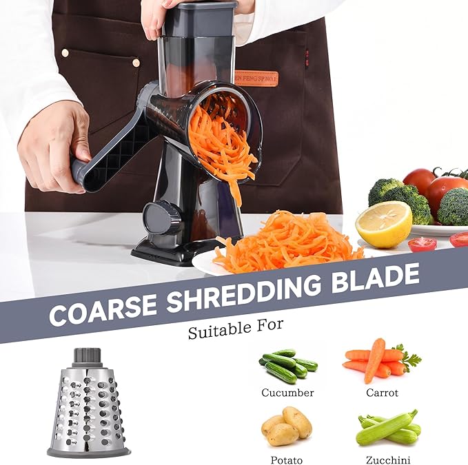 Rotary Cheese Grater with Handle Kitchen Shredder Slicer Grater Slicer Ice - Image 3