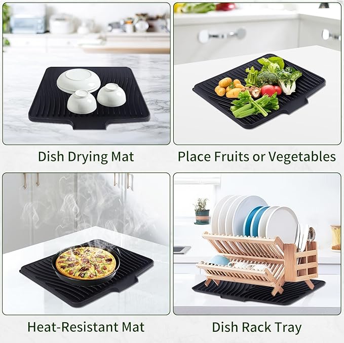 Silicone Dish Drying Mat 16x13, Food-Grade Silicone, Easy Clean Pad - Image 7
