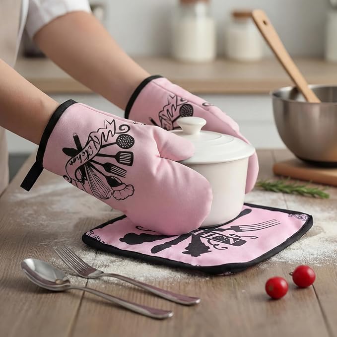 Leinuosen 8 Pcs Kitchen Towels and Oven Mitts Sets Pot Holders Dishcloths Set - Image 4