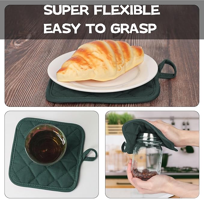 Oven Mitts and Pot Holders Set, Heat Resistant Silicone Kitchen Mini Oven - Image 6