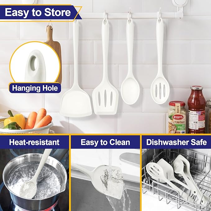 P&P CHEF Kitchen Utensil Set, 4 Pieces Non-stick Silicone Cooking Utensils - Image 7