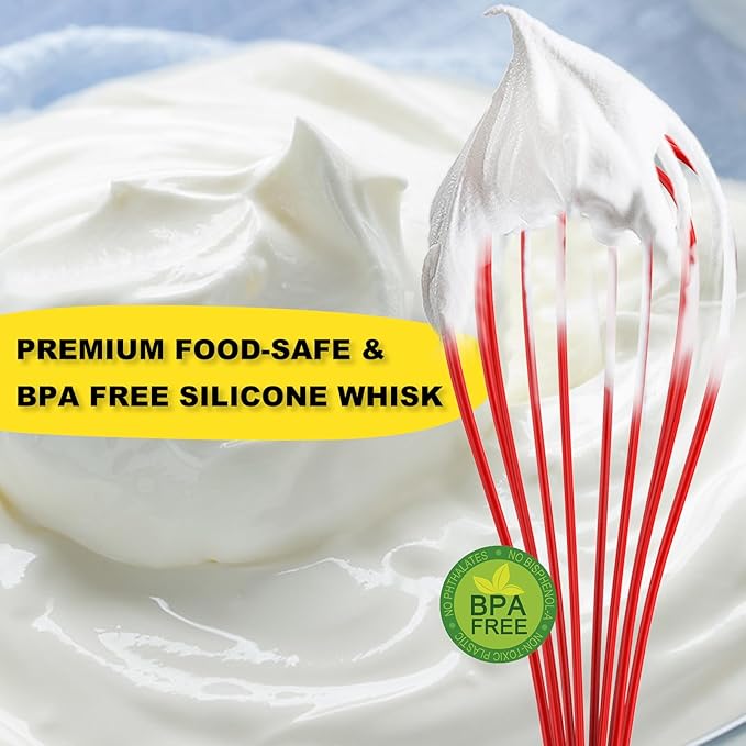 NileHome Silicone Whisk Set, 3 Pack Kitchen Whisk 10" Kitchen Wisk Wire Whisks - Image 5
