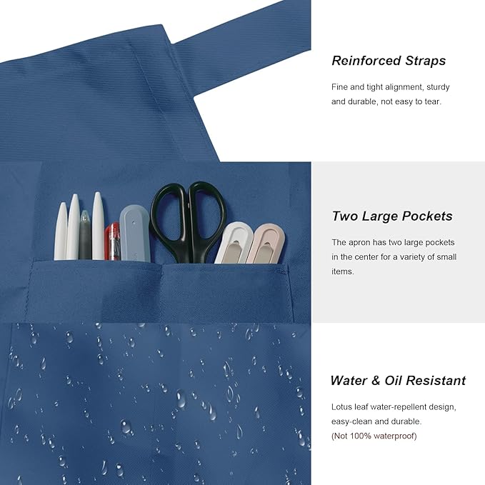 15 Pcs Adult Aprons Bulk with Pockets Adjustable Bib Chef Apron - Image 2