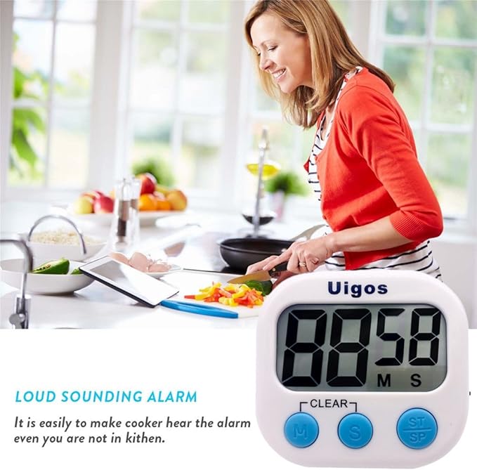 Uigos 2 Pack Digital Kitchen Timer II 2.0, Big Digits, Loud Alarm, Magnetic - Image 4