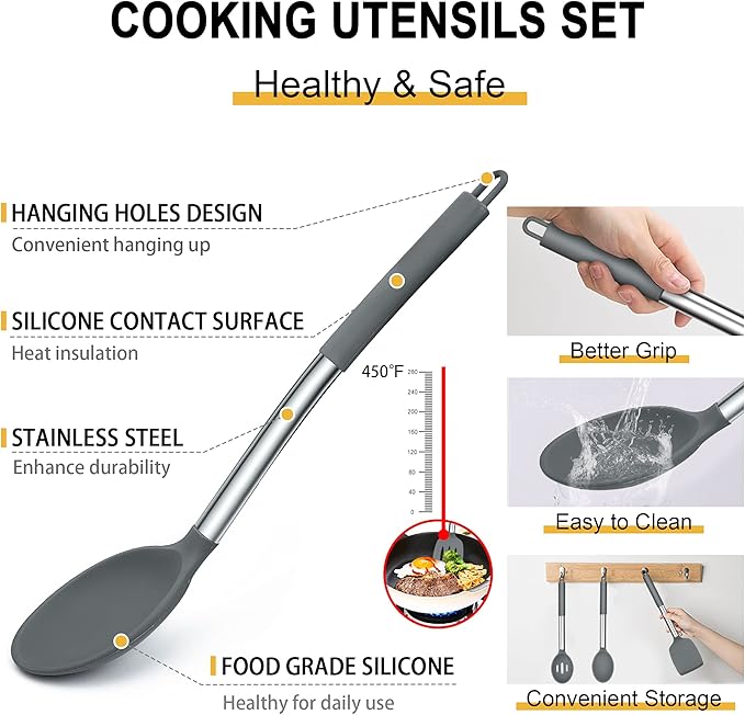 Silicone Kitchen Utensils Set, E-far 30-Piece Cooking Utensils Set - Image 3