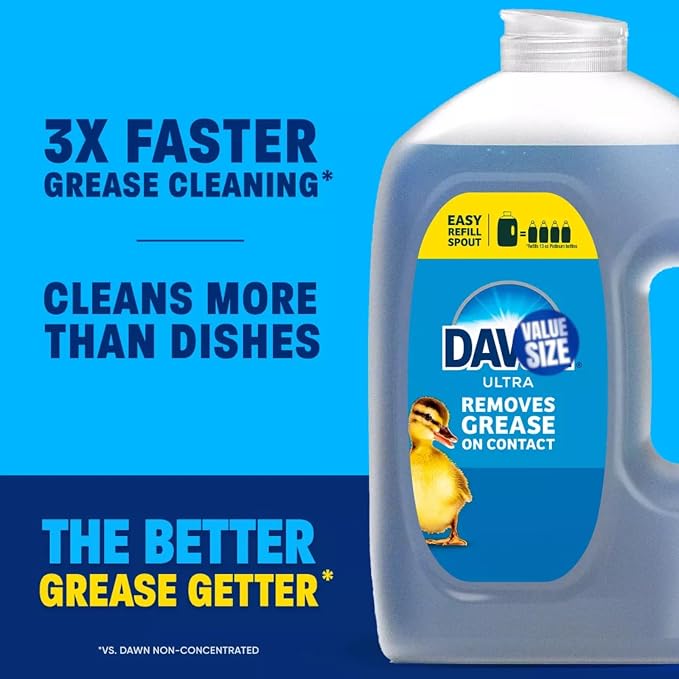 Dawn Platinum Dish Soap Dishwashing Liquid, Rain Scent, Dish Soap Refill, 51.5 Fl Oz bundled with Heavy Duty Scotch Brite Sponge
