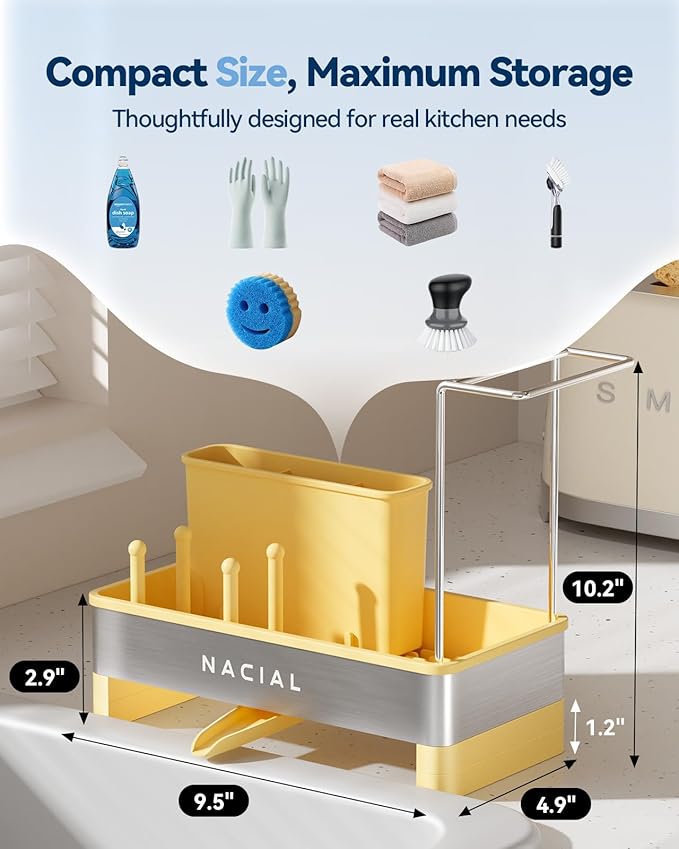 Nacial Sponge Holder for Kitchen Sink, Sink Caddy Organizer - Image 2