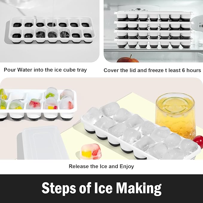 DclobTop Ice Cube Trays with Lid and Bin, Ice Trays - Image 4