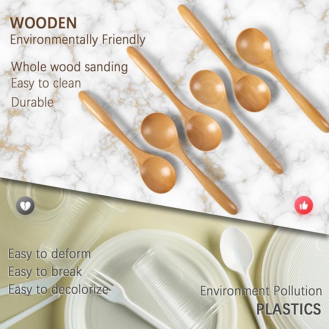 6 PCS Wooden Spoons for Honey, 6.7 inch Small Wooden Spoons - Image 4