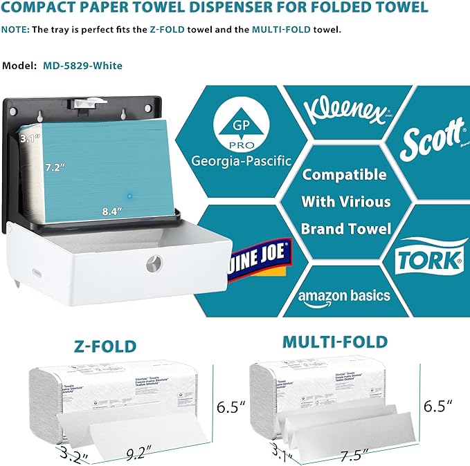 Paper Towel Dispenser for Home Bathroom: Modunful White ABS Multifold Paper - Image 2
