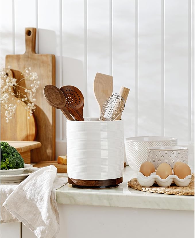 Utensil Holder, 360° Rotating Extra Large Ceramic Kitchen Utensil Holder - Image 5