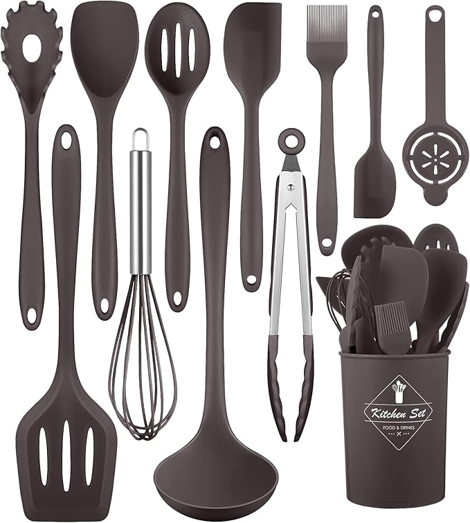 Kitchen Utensils Set-12 Pieces Silicone Cooking Utensils Set 392°F Heat by Pranski