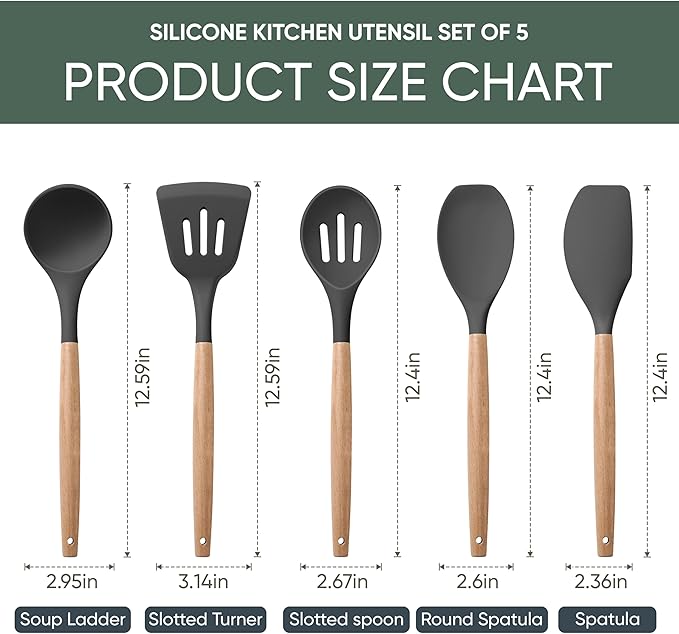 Herogo 5-Piece Cooking Utensils Set, Silicone Kitchen Utensils Set - Image 2