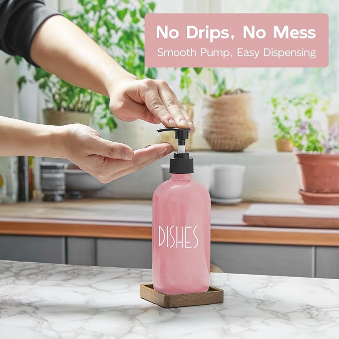 Pink Glass Dish Soap Dispenser - Image 3