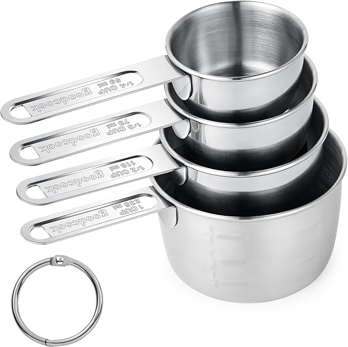 Measuring Cups 4 Pieces, Stainless Steel Measuring Cups, Stackable Design by -BINGBING-