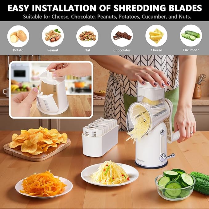 5-in-1 Rotary Cheese Grater Vegetable Slicer - Image 7