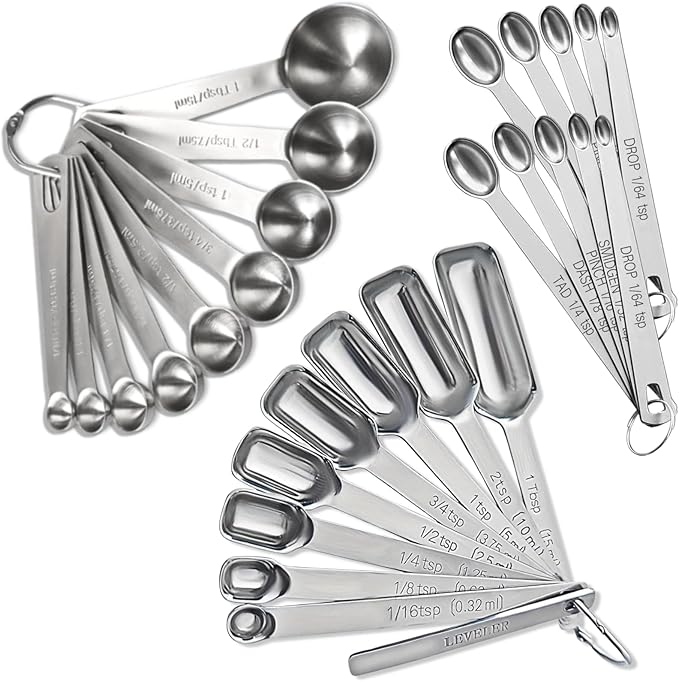 28 Pcs Stainless Steel Measuring Spoons Set by YUNNKEEY