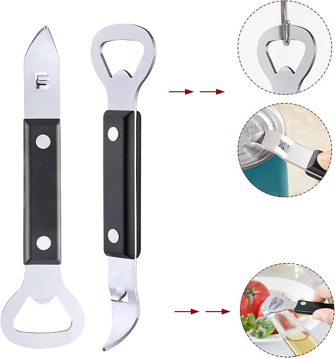 2PCS Bottle Opener, JINLIFA Stainless Steel Manual Can Punch Bottle Cap Beer - Image 2