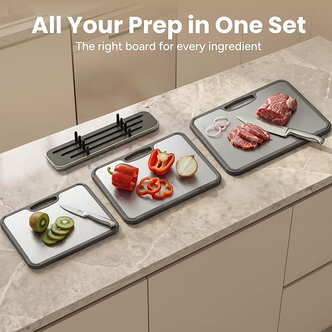 SMIRLY Titanium Cutting Board for Kitchen, Double Sided Chopping Board Set - Image 7