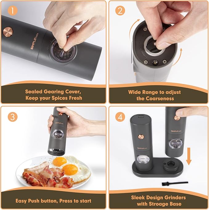 SIMPLETASTE Electric Salt and Pepper Grinder Set - Image 5