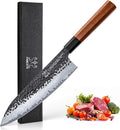 FAMCÜTE 8 Inch Japanese Knife, Hand Forged 5 Layers High Carbon 9CR18MOV Steel by FAMC%C3%9CTE