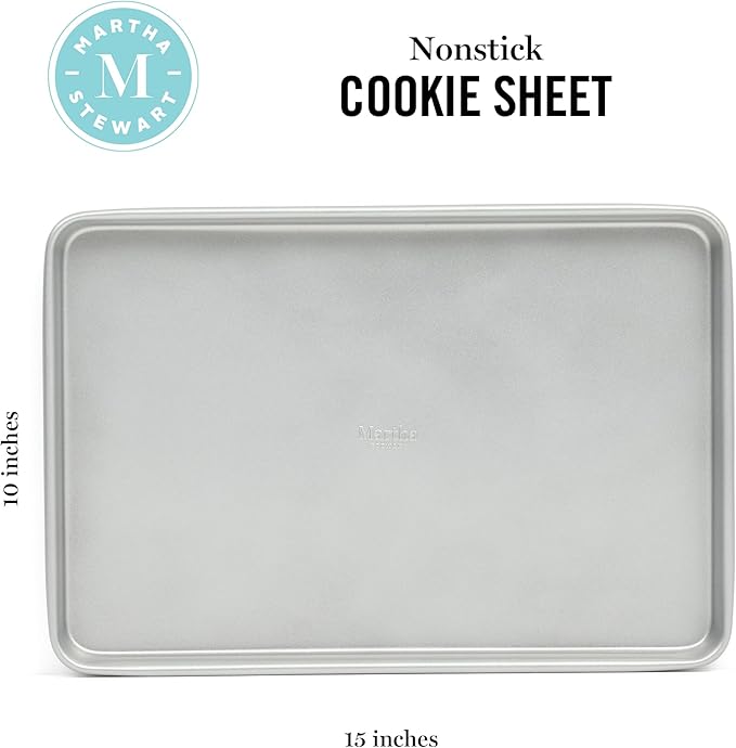 Martha Stewart Gallen 15 x 10 Inch Nonstick Carbon Steel Cookie Sheet – Silver - Image 2