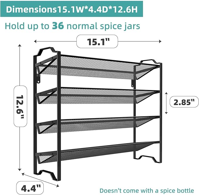 Simple Trending 2 Pack 4 Tier Spice Rack Organizer, Stackable Kitchen Counter - Image 2