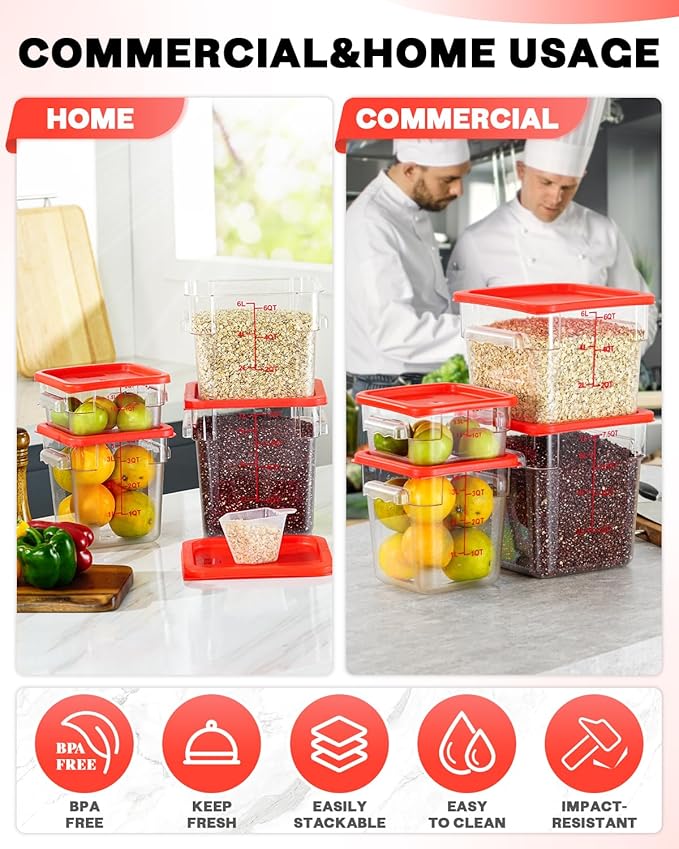6QT Clear Food Storage Containers: 2 PCS NSF Food Storage Containers - Image 5