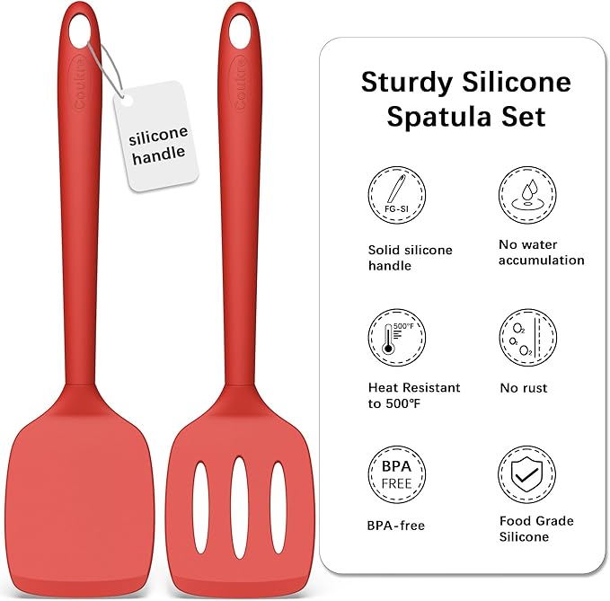 Coukre 2 Pack Silicone Spatula Set, High Heat Resistant, BPA Free Kitchen - Image 3