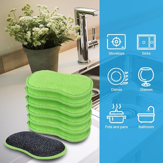 HOMEXCEL 12 Pack Multi-Purpose Scrub Sponges Kitchen Dish Sponge Non-Scratch - Image 3