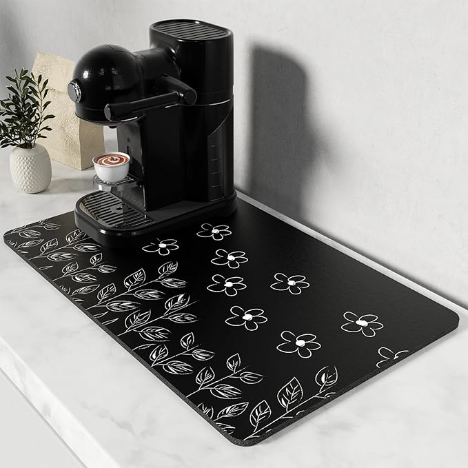 Rnivvi Coffee Mat, Hide Stain Rubber Backed Absorbent Dish Drying Pad by Rnivvi