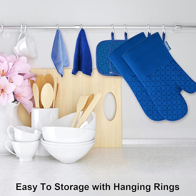 KEGOUU Oven Mitts and Pot Holders 6pcs Set, Kitchen Oven Glove High Heat - Image 4