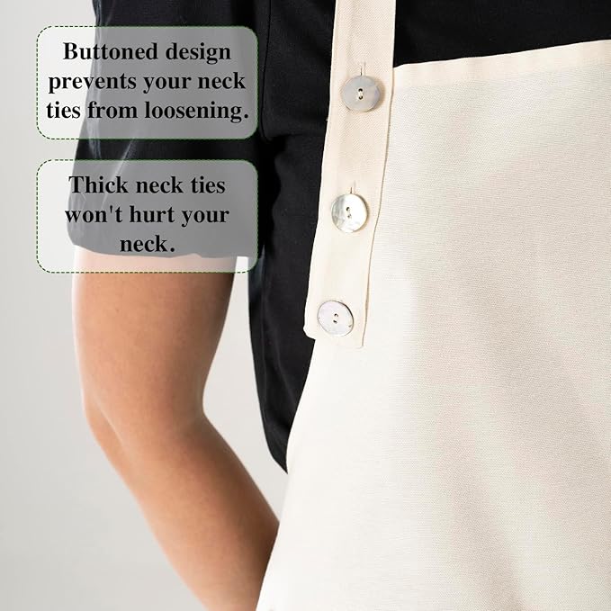 TOSHE Kitchen Apron Waterdrop Resistant Cotton Apron - Image 7