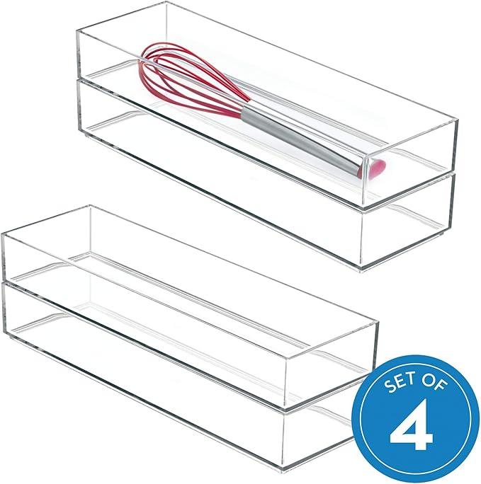 iDesign Clarity Drawer, Kitchen and Bathroom Organization Silverware, Large-Set - Image 2