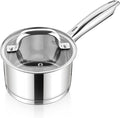 E-far 1 Quart Saucepan with Lid, Stainless Steel Small Sauce Pan Boiling Pot by E-far