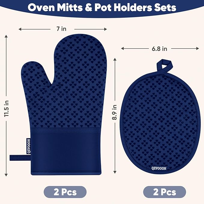 Oven Mitts and Pot Holders 4 Sets, Heat Resistant 500 ℉ Oven Mitt and Pot Holder - Image 2
