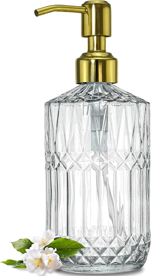 JASAI 18Oz Dazzling Clear Glass Soap Dispenser by JASAIHOME