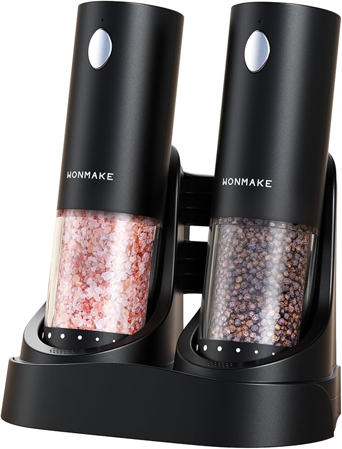 Electric Salt and Pepper Grinder Set by WONMAKE