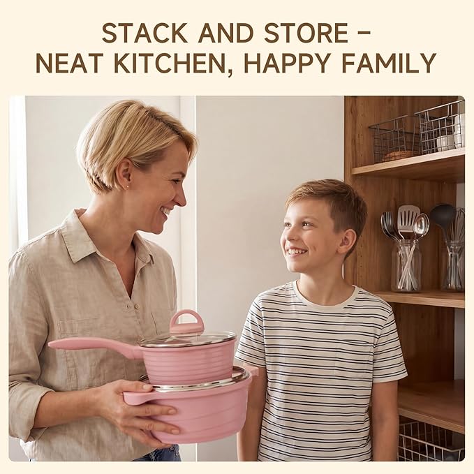 JEETEE Pink Pots and Pans Set Nonstick 23pcs, Healthy Kitchen Cookware Sets - Image 9