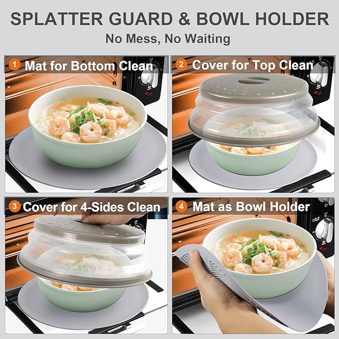 2 in 1, Aidacom Microwave Splatter Cover - Image 2
