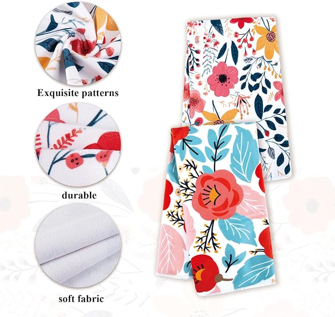 6 Pcs Kitchen Stuff, Wild Floral Kitchen Oven Mitts, Pot Holders Sets - Image 3