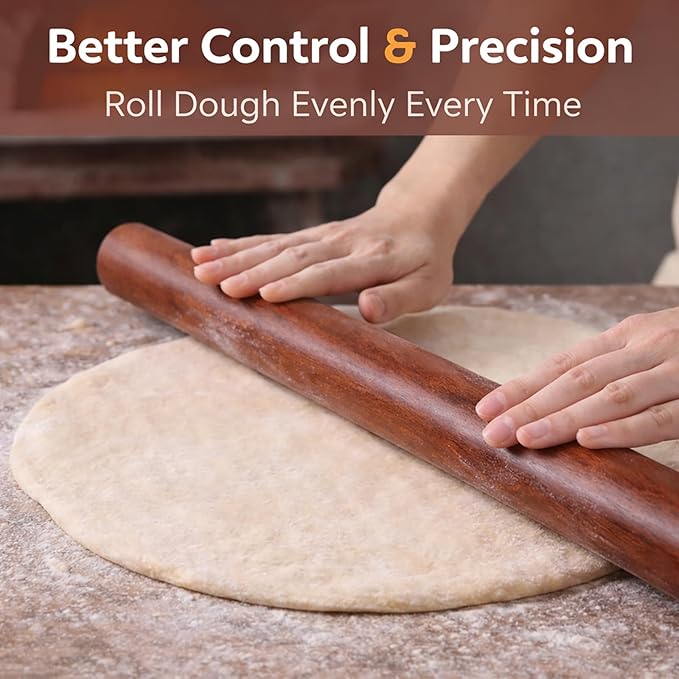17 Inch French Rolling Pin, Wooden Dough Roller - Image 7