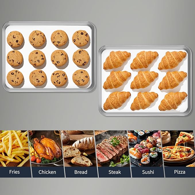 Stainless Steel Baking Sheet Set of 2-16" x 12" x 1" Heavy Duty Cookie Sheets - Image 6