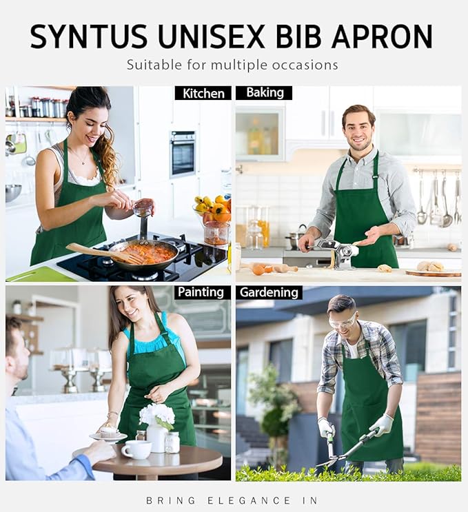 Syntus Apron for Men Women, Adjustable Cooking Kitchen Chef Aprons - Image 7