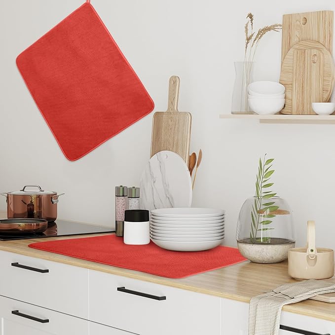 Hushee 2 Pack Extra Large Dish Drying Mat Microfiber Absorbent Dish Drying Pad - Image 4
