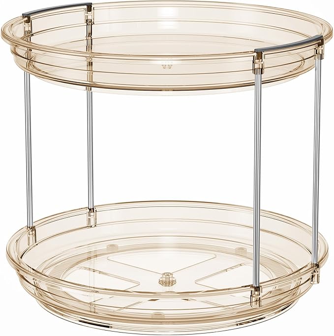 LAMU 2 Pack 2 Tier Lazy Susan Turntable Organizer 10.6'' Rotating Spice Rack - Image 9